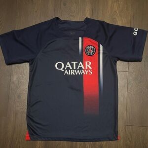 Kids Mbappe #7 Qatar Airways Soccer Jersey. Size Medium.